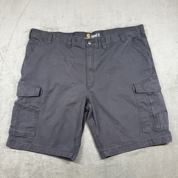 Carhartt Cargo Shorts Mens 48 Grey Pockets Relaxed Fit Logo Workmen Casual - Picture 1 of 10